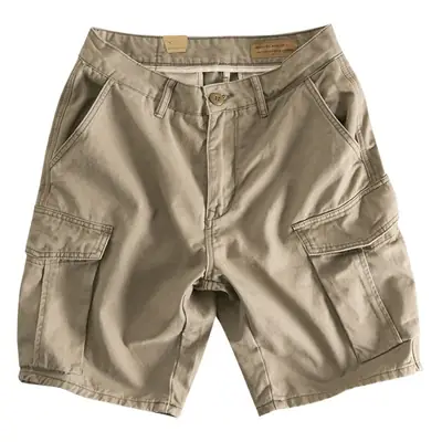 Men's Cross-Body Shorts Beige Multi-Pocket Casual