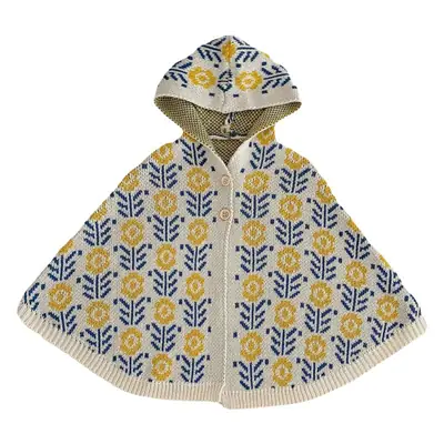 Baby Hooded Jacquard Knitted Cape Jacket for Girls 0-3Yr
