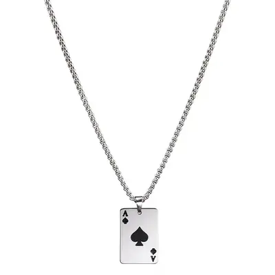Men's Playing Cards Necklace Red Peach Chain