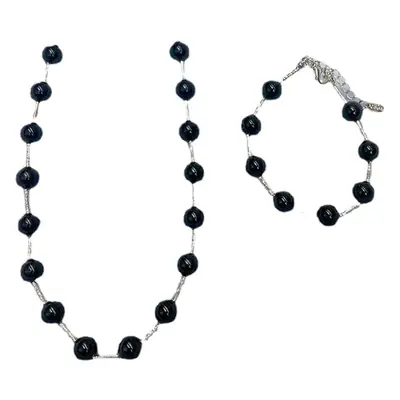 Reflective Black Pearl Necklace for Women Hip Hop Style