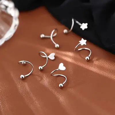 S925 Sterling Silver Heart Star Stud Earrings