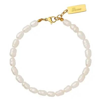Pearl Love Square Bracelet with Gold Clasp