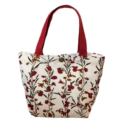 Korean Style Floral Corduroy Tote Bag Brown