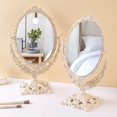 Elegant White Makeup Mirror for Girls and Students