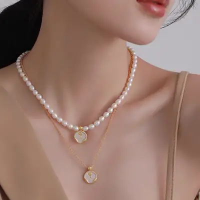Elegant Rose Natural Pearl Necklace for Women