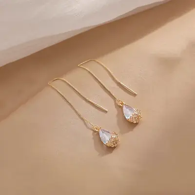 2022 White Zircon Water Drop Earrings for Women
