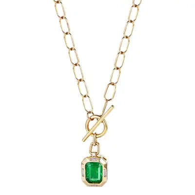 Green Princess Square Diamond Necklace for Women