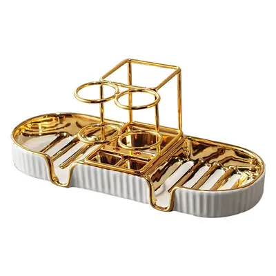 Luxury Glass Toothbrush Storage Rack with Mouthwash Cup
