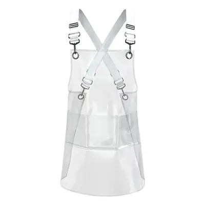 Transparent TPU Apron with Pure White Strap for Barber Work