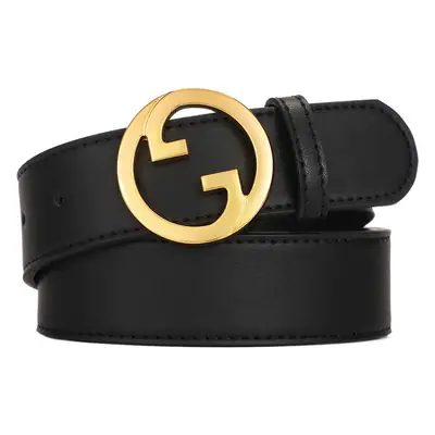 Women's Genuine Leather Belt with Gold Buckle