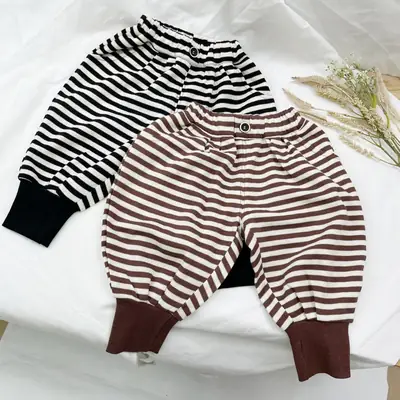 Children Korean Striped Jogger Pants 2022 Autumn Spring Unisex