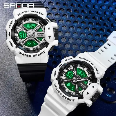 Sanda Black Sport Watch for Men Women Outdoor Sports