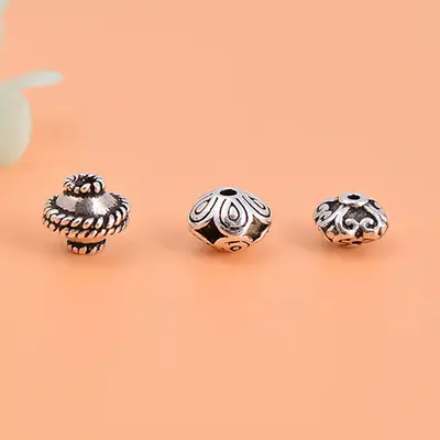 S925 Sterling Silver UFO Flower Beads Set