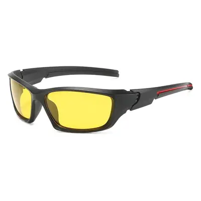 Men Cycling Polarized Sunglasses Blue Lens Black