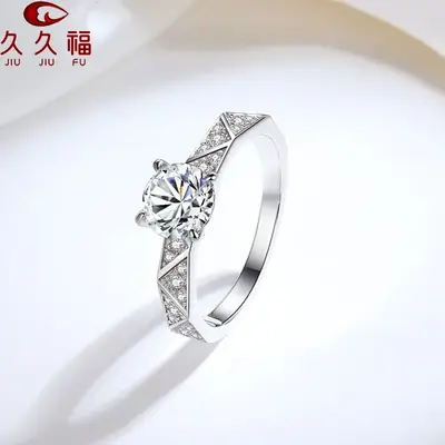 925 silver ring female Korean version of micro-inlaid four claw 1ct Graff Mosan diamond ring empty holder silver manufacturers wholesale
