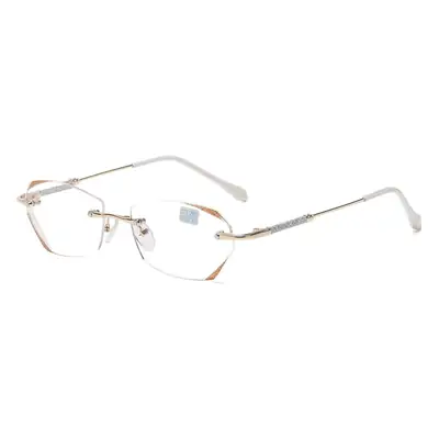 Diamond Rimless Reading Glasses for Women Anti-Blue Light