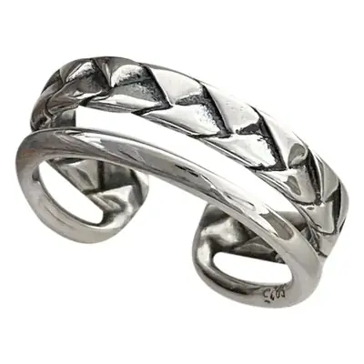 Ganjia S925 sterling silver double-layer interwoven twist open tail ring Japanese and Korean simple trendy distressed ins niche ring