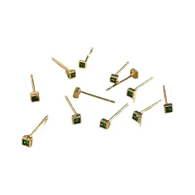 Emerald Sugar Cube Zircon Earrings for Women