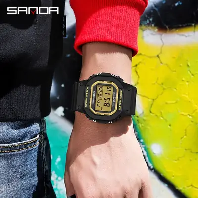 Sanda Red Digital Sport Watch Waterproof Shockproof