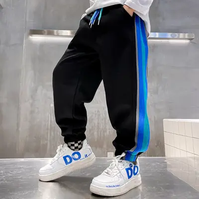 Boys Sweatpants Blue Striped Medium to 3XBig