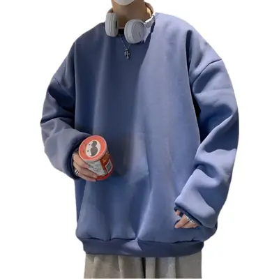 2021 Men's White Crewneck Sweatshirt with Pocket