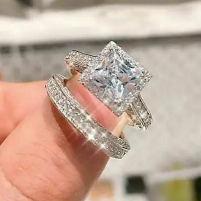 Square Diamond Zircon Wedding Ring for Women