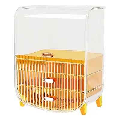 Transparent Cosmetic Storage Rack with Gold Legs