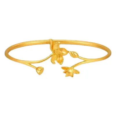 Gold Lotus Flower Open Bracelet for Girls Gift