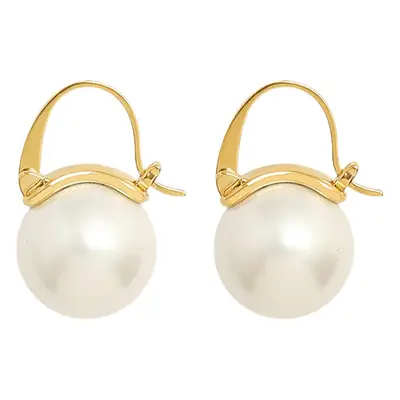 French Style Titanium Steel Earrings with Imitation Pearls 18K Gold