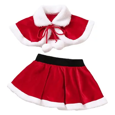 Red Santa Style Girls 2-Piece Holiday Suit with Fur Trim