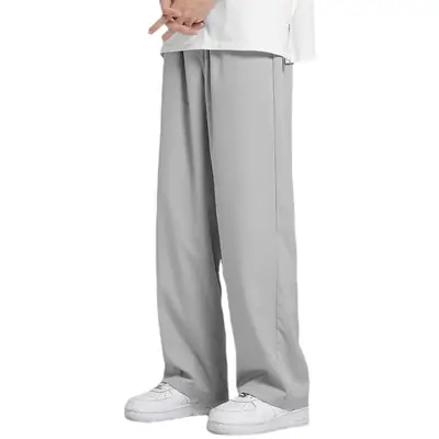 Men Ice Silk Thin Loose Straight Wide Leg Pants