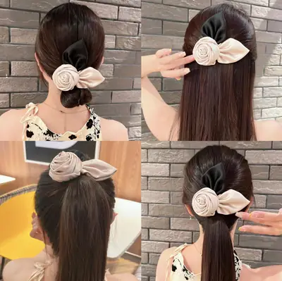 Elegant 3D Rose Hairpin with Spring Clip