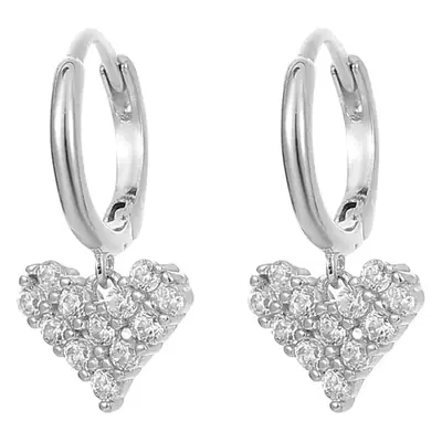 Under the banyan tree S925 silver South Korea love ear buckle simple niche design heart-shaped zircon earrings 2022 new tide