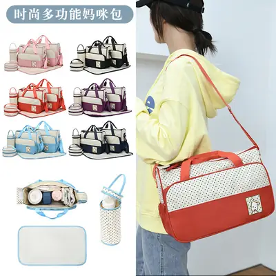 Purple Parent-Child Travel Bag Set with Crossbody & Shoulder Options