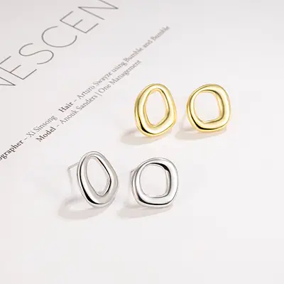 Silver Irregular Ring Earrings for Women 2022 New