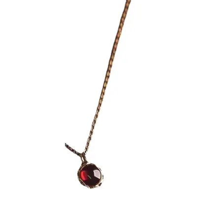 Garnet Pendant Necklace for Women 14K Gold Plated