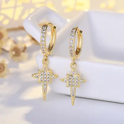 S925 Silver Star Diamond Ear Buckle Earrings for Women