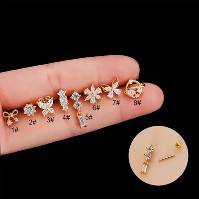 Stainless Steel Butterfly Earrings with Zircon Accents
