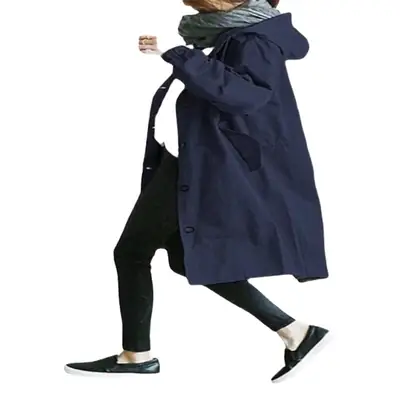 2023 Women's Green Windbreaker Mid-Length Casual Coat