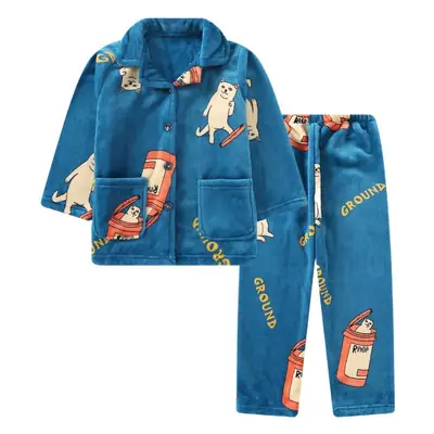 New Girls Coral Flannel Pajamas Set for Autumn Winter