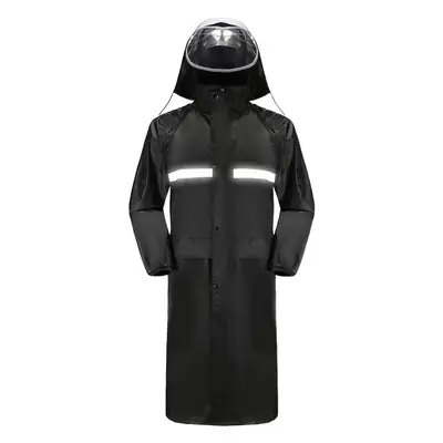 Black Double-Decker Men Women Raincoat Long Hooded