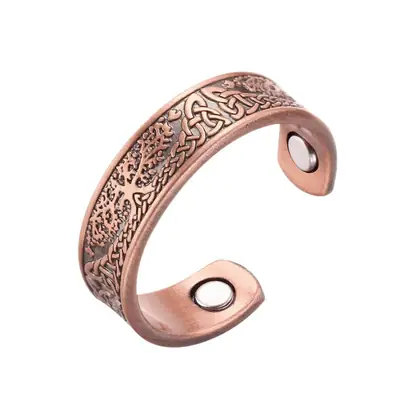 Red Copper Viking Tree of Life Adjustable Ring