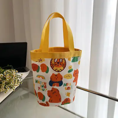 Cute Cartoon Tiger Print Bucket Bag for Girls