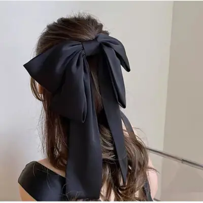 Korean Super Fairy Satin Bow Hairpin Women's Back of Head Large Top Clip