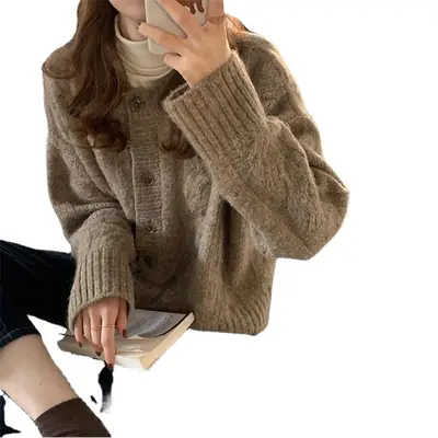 Women's New Knitted Velvet Cardigan Sweater