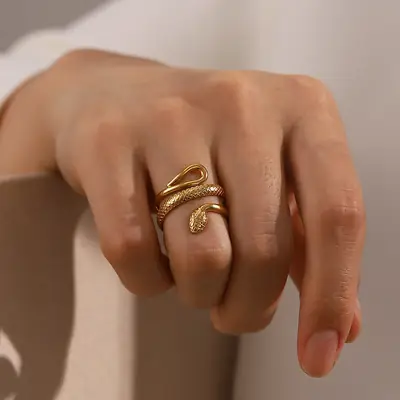 18K Gold Plated Snake Ring for Women