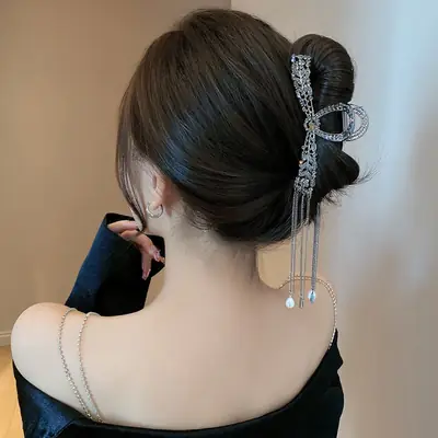 Large Rhinestone Hair Clip for Thick Hair Women