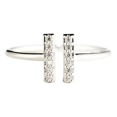 S925 Sterling Silver Double T Zircon Ring for Women