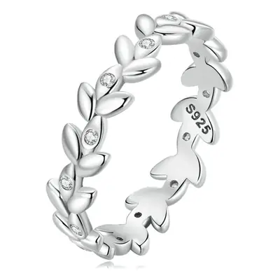 Avale Sterling Silver Versatile Leaf Ring S925 Sterling Silver Ring White Golden Plated Zircon Arrangement Ring Bracelet Wholesale