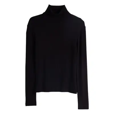 Women Slim Fit High Collar Shirt Grey Solid Color